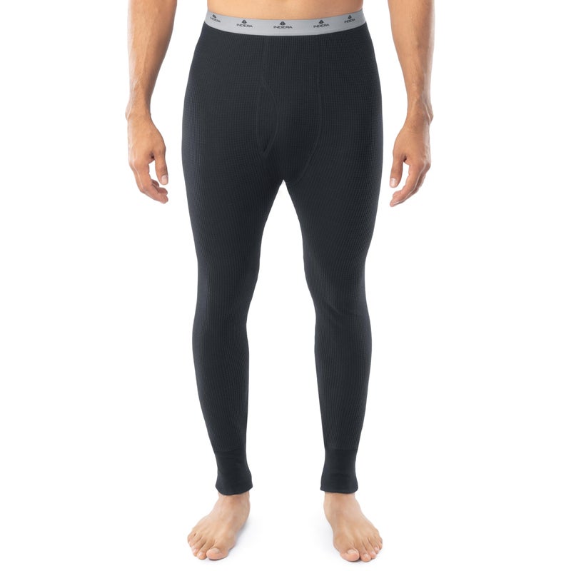 Indera Men's Heavyweight Cotton Waffle Long Johns Thermal Underwear Bottom, Black, 2X - Image 1